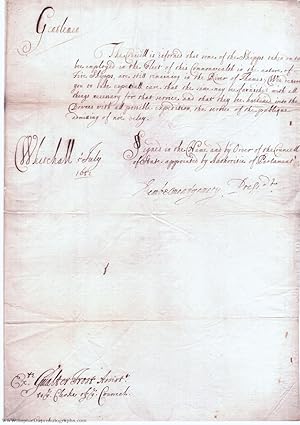 Document Signed 'Pemb & Montgomery Pres[i]d[en]t' (Philip Herbert, 1619-1669, M.P. for Berkshire,...