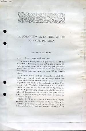 Seller image for La Formation de la Philosophie de Maine de Biran. for sale by Le-Livre