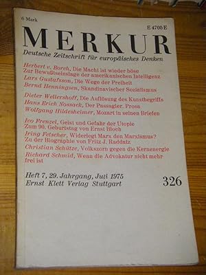 Merkur. Deutsche Zeitschrift für europäisches Denken. Heft 7, 29. Jahrgang, Juli 1975