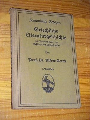 Bild des Verkufers fr Griechische Literaturgeschichte mit Bercksichtigung der Geschichte der Wissenschaften. 1. Bndchen zum Verkauf von Versandantiquariat Rainer Kocherscheidt