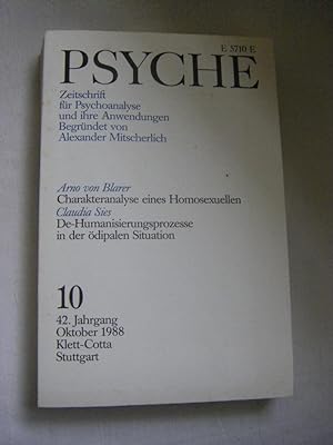 Seller image for Psyche. Zeitschrift fr Psychoanalyse und ihre Anwendung. Heft 10, 42. Jahrgang Oktober 1988 for sale by Versandantiquariat Rainer Kocherscheidt