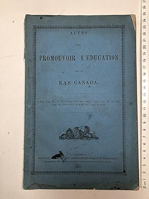 Actes pour promouvoir l'éducation dans le Bas-Canada