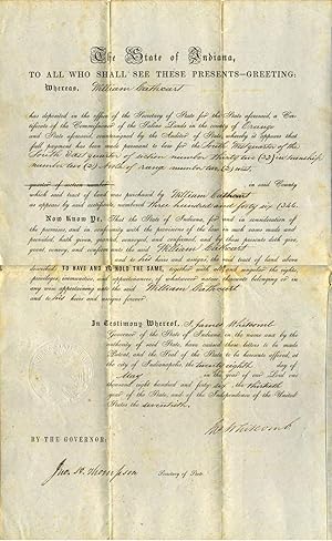 Partly printed document signed by James Whitcomb (1795-1852).