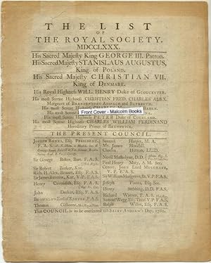 The List of The Royal Society MDCCLXXX ( 1780 )