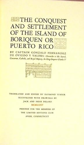 Imagen del vendedor de THE CONQUEST AND SETTLEMENT OF THE ISLAND OF BORIQUEN OR PUERTO RICO a la venta por Charles Agvent,   est. 1987,  ABAA, ILAB