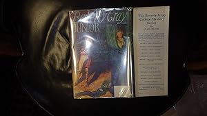 Bild des Verkufers fr Beverly Gray Junior , COLLEGE MYSTERY SERIES #3 In Color Dustjacket of Beverly riding in Caravan Wagon of Blue & Green with Pirate Gypsy man Playing Instrument & Serenading Her, outside running with red scarf on his Head zum Verkauf von Bluff Park Rare Books