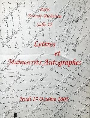 LETTRES ET MANUSCRITS AUTOGRAPHES. PORTRAITS ET DOCUMENTS HISTORIQUES. 17/10/2002. (Weight= 194 g...