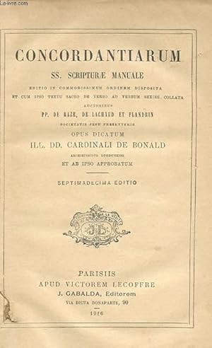 Immagine del venditore per CONCORDANTIARUM, SS. SCRIPTURE MANUALE venduto da Le-Livre