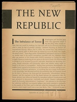 Bild des Verkufers fr The New Republic - September 18, 1961 zum Verkauf von Between the Covers-Rare Books, Inc. ABAA