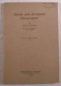Imagen del vendedor de Order and Accession Department : Manual of Library Economy XVII a la venta por Resource Books, LLC