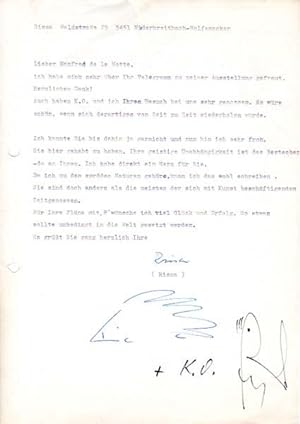 Maschinenschriftlicher Brief. [Autograph].