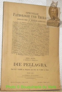 Immagine del venditore per Die Pellagra. Von Prof. Dr. Victor Babes in Bukarest und Prof. V. Sion in Jassy. 2 Tafeln.Specielle Pathologie und Therapie. Hrsg. Hermann Nothnagel. XXIV. Band. II: Hlfte. III. Abtheilung. venduto da Bouquinerie du Varis