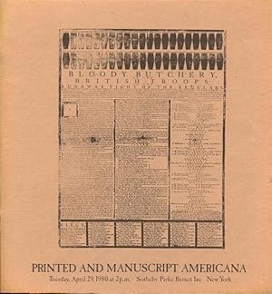 Printed and Manuscript Americana (Tuesday, April 29, 1980)