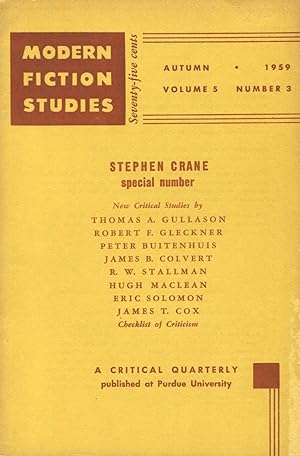 Seller image for Modern Fiction Studies: Stephen Crane: A Special Number for sale by Kenneth A. Himber