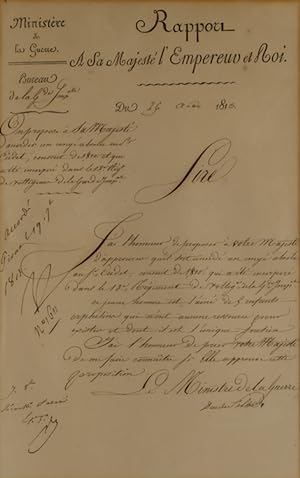 Autograph endorsement signed ("Np") granting the discharge of a soldier