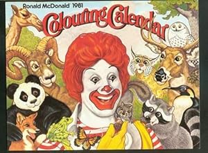 RONALD McDONALD 1981 COLOURING CALENDAR. (McDonald's Restaurant Promotional collectible) Animal F...