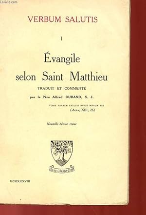 Seller image for TOME 1 : EVANGILE SELON SAINT MATTHIEU for sale by Le-Livre