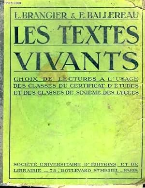 Image du vendeur pour LES TEXTES VIVANTS CHOIX DE LECTURES, CLASSE DE SIXIEME . mis en vente par Le-Livre