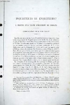 Imagen del vendedor de Inquisiteurs ou Enquteurs ? A propos d'un texte d'Humbert de Romans (Ouvrage photocopi) a la venta por Le-Livre