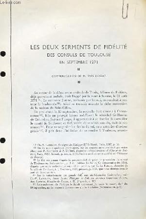 Immagine del venditore per Les Deux Serments de Fidlit des Consuls de Toulouse en septembre 1271 (Ouvrage photocopi) venduto da Le-Livre