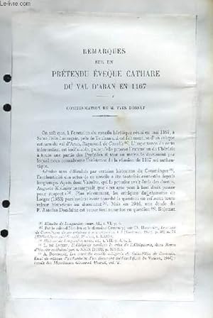 Imagen del vendedor de Remarques sur un prtendu Evque Cathare du Val d'Aran en 1167 (Ouvrage photocopi) a la venta por Le-Livre