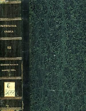 Bild des Verkufers fr PATROLOGIAE CURSUS COMPLETUS, SERIES GRAECA, TOMUS XCII (UNICUS), SAECULUM VII, CHRONICON PASCHALE, A MUNDO CONDITO AD HERACLII IMP. ANNUM XX. zum Verkauf von Le-Livre
