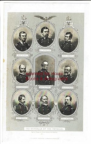 Engraved Group of Nine Portraits "Generals of the Potomac", engraved by J. Rogers.