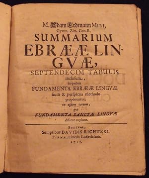 Summarium Ebrææ Linguæ, Septendecim Tabulis,.