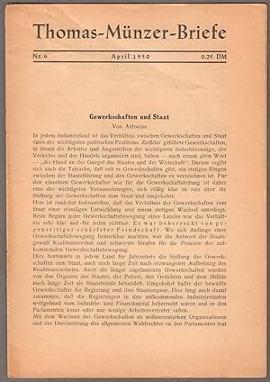 Bild des Verkufers fr Thomas-Mnzer-Briefe. Nr. 6. zum Verkauf von Antiquariat Neue Kritik