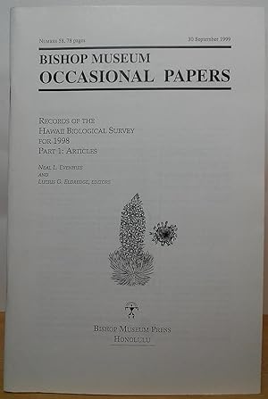Seller image for Records of the Hawaii Biological Survey for 1998, Part 1: Articles (Bishop Museum Occasional Papers, Number 58, 30 September 1999) for sale by Stephen Peterson, Bookseller