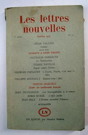 Seller image for Les Lettres Nouvelles. N 53; October 1957 for sale by La Social. Galera y Libros