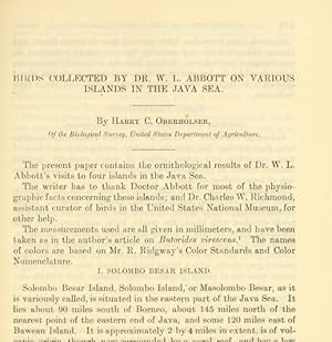 Seller image for Birds Collected By Dr. W. L. Abbott On Various Islands In The Java Sea for sale by Legacy Books II