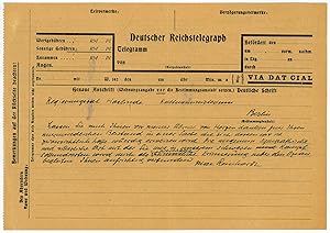 Seller image for Eigenh. Telegramm mit U. for sale by Antiquariat INLIBRIS Gilhofer Nfg. GmbH