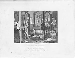 GRABADO - INDUSTRY AND IDLENESS. (Plate 1): The Fellow Prentices at Their Looms