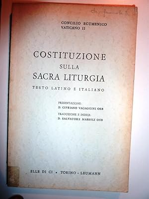 Bild des Verkufers fr CONCILIO ECUMENICO VATICANO II - COSTITUZION SULLA SACRA LITURGIA. Testo Latino ed Italiano. A cura della Rivista Liturgica ( FINALPIA )" zum Verkauf von Historia, Regnum et Nobilia