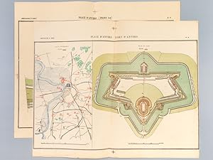Carte et plan : Place d'Anvers - Fort d'Anvers (Plan d'ensemble échelle 1/80000 - Plan du fort éc...