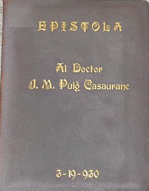 Bild des Verkufers fr Epistola al Seor Doctor Don Jose Manuel Puig Casauranc En Grand Canyon, Col. E.U. De. A. zum Verkauf von Librera Urbe