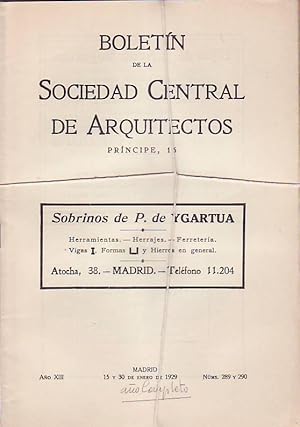 Seller image for BOLETN DE LA SOCIEDAD CENTRAL DE ARQUITECTOS AO XIII for sale by Librera Torren de Rueda