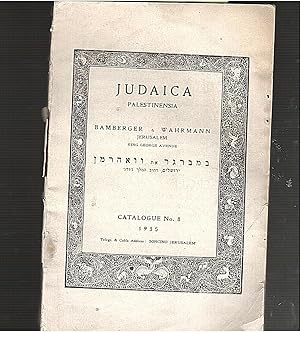 Image du vendeur pour JUDAICA PALESTINENSIA: CATALOGUE NO. 8, 1935. mis en vente par BookStore Jerusalem