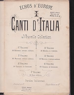 Echos D'europe I Canti d'Italia. Nouvelle Collection 1er Volume: 60 Morceaux, Auteurs Celebres. P...
