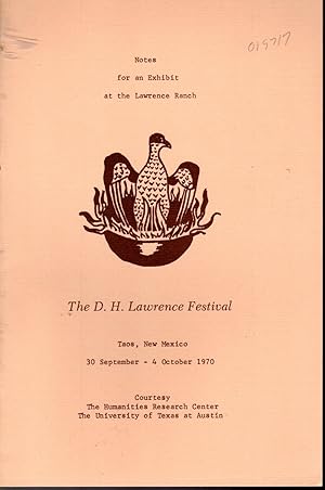 Imagen del vendedor de Notes for an Exhibit at the Lawrence Ranch: The D.H. Lawrence Festival, Taos, New Mexico, 30 September-4 October, 1970 a la venta por Dorley House Books, Inc.