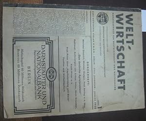 Bild des Verkufers fr Weltwirtschaft. Heft 1, Januar 1930. Jahrgang 18. Sonderheft mit Beitrgen von: Hermann Dietrich (Zum Roggenproblem) / Dr. Steiger (Landwirtschaftliche Siedlungs- und Meliorationsfragen) / Dr. M. Sering (Internationale Agrarkrisis ) / Otto Klepper (agrarpolitische Bedeutung der Genossenschaftsrationalisierung) / Dr. Kissler / C. von Dietze (Lage der deutschen Landwirtschaft) / Albrecht Graf zu Stolberg - Wernigerode (Not der ostpreuischen Landwirtschaft) / Dr. Brandes / Dr. Fritz Baade / Fritz Faass (Landarbeiterfrage) / Dr. Graf Douglas-Langenstein / Dr. Burckhardt / Dr. R. E. Bose / Dr. von Websky-Karlsdorf / Dr. Alfons Moritz / Dr. K. Brandt / Ernst Zander / Dr. Paul Kuhn / Dr. W. Prion u. a. --- Monatsschrift fr Weltwirtschaft und Weltverkehr. zum Verkauf von Antiquariat Carl Wegner