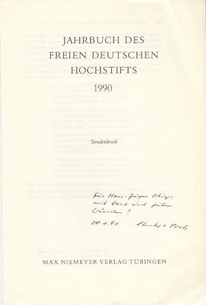 Seller image for Goethes 'Divan' -Gedicht 'Es geht eins nach dem andern hin'. Zur Entstehung und berlieferung. Sonderdruck aus: Jahrbuch des Freien Deutschen Hochstifts 1990. for sale by Antiquariat Carl Wegner