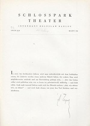 Drei Schwestern. Spielzeit 1959 / 1960, Programmheft 86. Inszenierung: Boleslaw Barlog. Mit u. a....
