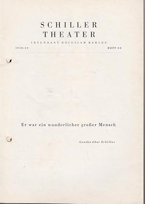 Immagine del venditore per Die Ruber. Spielzeit 1958 / 1959, Heft 80. Programmheft. Inszenierung: Willi Schmidt, mit u. a.: Hans Dieter Zeidler, Fritz Tillmann, Franz Nicklisch, Ernst Schrder, Tilly Lauenstein. venduto da Antiquariat Carl Wegner