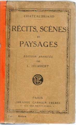 Récits scènes et paysage. edition annotée par l. Humbert