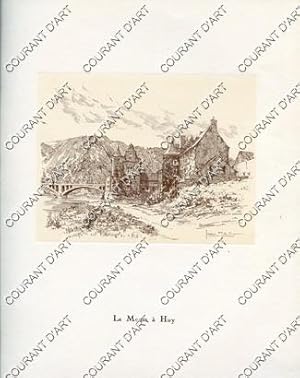 JEAN MULLER. 6 GRAVURES ORIGINALES. LA MEUSE A HUY. L'OURTHE A MERY. LA VESDRE A FRAIPONT. L'AMBL...