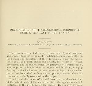 Image du vendeur pour Development Of Technological Chemistry During The Last Forty Years mis en vente par Legacy Books II