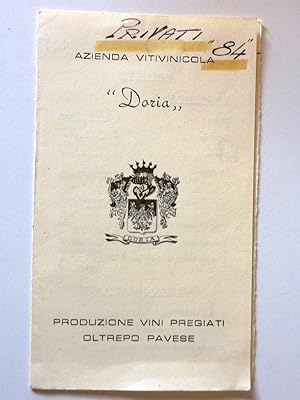 "AZIENDA VITIVINICOLA DORIA Produzione di Vini Pregiati OLTREPO PAVESE Listino Prezzi 1984"