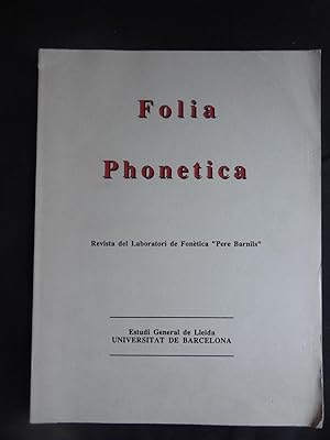 FOLIA PHONETICA I (1984) Revista del Laboratori de Fonetica "Pere Barnils"